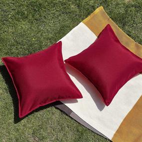 img 2 attached to RYB HOME Set of 2 Outdoor Waterproof Pillow Covers – Square Decorative Throw Pillowcase for Patio Seating, Garden Cushion, and Room Decor – 18 x 18 inch, Vibrant Red