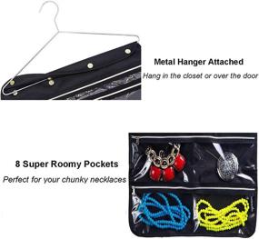 img 1 attached to 👜 Black Oxford Hanging Jewelry Organizer with Zipper Hanger - Misslo 44 Pockets