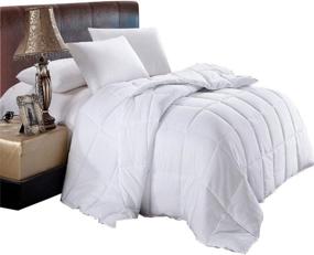 img 1 attached to 🛏️ King Size White Down Alternative Comforter - Royal Hotel Quilted Duvet Insert - Hypoallergenic All-Season Bedding with Corner Tabs - Plush Fill, Extra Large King