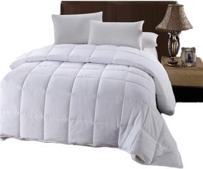 img 4 attached to 🛏️ King Size White Down Alternative Comforter - Royal Hotel Quilted Duvet Insert - Hypoallergenic All-Season Bedding with Corner Tabs - Plush Fill, Extra Large King