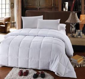 img 3 attached to 🛏️ King Size White Down Alternative Comforter - Royal Hotel Quilted Duvet Insert - Hypoallergenic All-Season Bedding with Corner Tabs - Plush Fill, Extra Large King