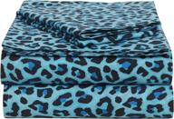 enviohome kids bedding 100% cotton sheet set - breathable, all-around elastic fitted sheet set, extra soft - 3 piece, twin xl, aqua leopard logo