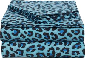 img 4 attached to EnvioHome Kids Bedding 100% Cotton Sheet Set - Breathable, All-Around Elastic Fitted Sheet Set, Extra Soft - 3 Piece, Twin XL, Aqua Leopard