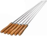 imeea 16.5 inch flat stainless steel bbq skewers for grilling with wooden handle - set of 6 logo