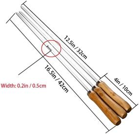 img 3 attached to IMEEA 16.5 Inch Flat Stainless Steel BBQ Skewers for Grilling with Wooden Handle - Set of 6