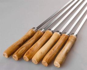 img 1 attached to IMEEA 16.5 Inch Flat Stainless Steel BBQ Skewers for Grilling with Wooden Handle - Set of 6