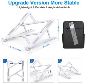 img 1 attached to DoFold Laptop Stand: Adjustable Notebook Riser | Portable & Foldable | 📱 12-Level Angle & Height Adjustable | Suitable for All Laptops and Tablets | White