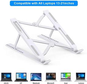 img 2 attached to DoFold Laptop Stand: Adjustable Notebook Riser | Portable & Foldable | 📱 12-Level Angle & Height Adjustable | Suitable for All Laptops and Tablets | White