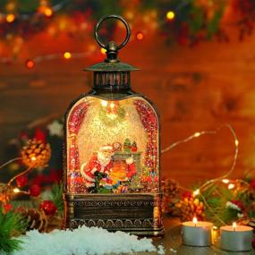 img 2 attached to 🎄 Enchanting Christmas Music Snow Globe Lantern - LED Lighted Swirling Glitter Lamp for Festive Home Decorations, Gifts, and Soothing Melodies with 8 Christmas Songs - Battery Powered or USB Operated