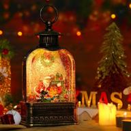 🎄 enchanting christmas music snow globe lantern - led lighted swirling glitter lamp for festive home decorations, gifts, and soothing melodies with 8 christmas songs - battery powered or usb operated логотип