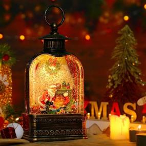 img 4 attached to 🎄 Enchanting Christmas Music Snow Globe Lantern - LED Lighted Swirling Glitter Lamp for Festive Home Decorations, Gifts, and Soothing Melodies with 8 Christmas Songs - Battery Powered or USB Operated