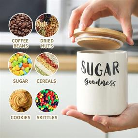 img 1 attached to 🍶 Hasense Ceramic Food Storage Jar Set of 3: Stackable Canisters with Lid, Seal Ring - Ideal for Coffee, Sugar, Tea, Salt, Cookies and More (White)