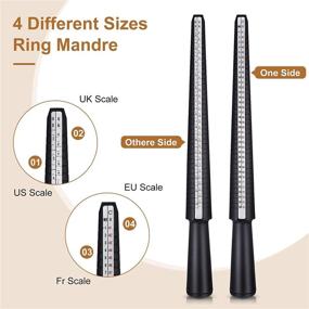 img 3 attached to 11 Piece US UK Ring Mandrel Set, Size 1-13 with Half Size Ring Sizer 🔍 Gauge, Jewelry Hammer, Ring Sizer Adjuster, Polishing Cloth, Polishing Stick, Polished Agate Knife, and Measuring Tool (Black)