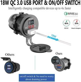 img 3 attached to 🔌 Водонепроницаемый разъем «зажигалка» с распределителем и датчиком напряжения QC 3.0 и двумя портами USB для автомобилей, лодок, морских судов и домов на колесах.