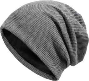 img 4 attached to 🧢 Stylish Lvaiz Women's Knitted Beanie: Slouchy Waffle Skullcap for Men – Stretchy Thin Acrylic Hat