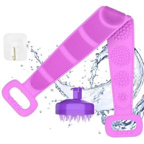 img 4 attached to 🚿 NeeRockz 31.5-Inch Silicone Back Scrubber and Scalp Massager Shower Set - Gentle Exfoliating Body Scrubber with Relaxing Shampoo Brush