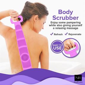 img 3 attached to 🚿 NeeRockz 31.5-Inch Silicone Back Scrubber and Scalp Massager Shower Set - Gentle Exfoliating Body Scrubber with Relaxing Shampoo Brush