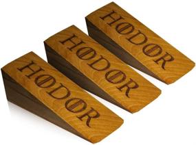 img 4 attached to 🚪 Strong Hold Hodor Door Stopper Pack of 3 - Ulmaceae Wood Rubber Wedge, Game of Thrones Compatible, Engraved Merchandise, Anti-Slip for All Surfaces