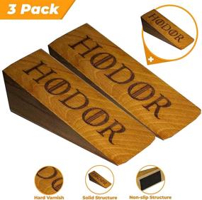 img 3 attached to 🚪 Strong Hold Hodor Door Stopper Pack of 3 - Ulmaceae Wood Rubber Wedge, Game of Thrones Compatible, Engraved Merchandise, Anti-Slip for All Surfaces