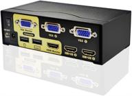🖥️ 2-port hdmi+vga dual monitor kvm switch with extended display, ir remote control, and keyboard mouse computer switcher logo