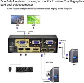 img 3 attached to 🖥️ 2-портовый коммутатор KVM для двух мониторов HDMI + VGA с расширенным дисплеем, пультом ДУ, и переключателем клавиатуры мыши и компьютера.