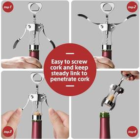 img 2 attached to 🍾 ITENETI Wing Corkscrew Wine Opener and Bottle Stopper: Two-in-One Opener for Wine and Beer, Premium Stainless Steel and Zinc Alloy, Bar and Kitchen Tools, Silver - Exquisite Gift Packaging Included