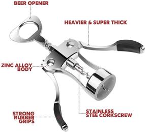 img 1 attached to 🍾 ITENETI Wing Corkscrew Wine Opener and Bottle Stopper: Two-in-One Opener for Wine and Beer, Premium Stainless Steel and Zinc Alloy, Bar and Kitchen Tools, Silver - Exquisite Gift Packaging Included