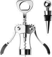 🍾 iteneti wing corkscrew wine opener and bottle stopper: two-in-one opener for wine and beer, premium stainless steel and zinc alloy, bar and kitchen tools, silver - exquisite gift packaging included логотип