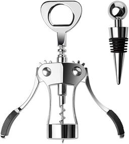 img 4 attached to 🍾 ITENETI Wing Corkscrew Wine Opener and Bottle Stopper: Two-in-One Opener for Wine and Beer, Premium Stainless Steel and Zinc Alloy, Bar and Kitchen Tools, Silver - Exquisite Gift Packaging Included