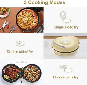 img 2 attached to 🐻 Bear 11.8'' Electric Round Griddle Nonstick - Extra Large 2-in-1 Frying Pan and Indoor Grill with Temperature Control - Smokeless, Foldable, and Versatile 1500w Electric Skillet for Breakfast, Lunch, Panini, Crepe & Pizza Maker