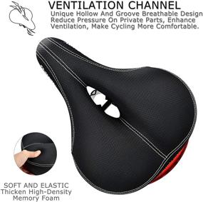 img 1 attached to 🚲 Comfortable Memory Foam Padded Bike Seat for Men and Women - DAWAY Leather Replacement Saddle with Wide Cushion for Mountain or Exercise Bikes, Dual Shock Absorbing, Waterproof, Universal Fit