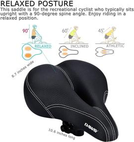 img 3 attached to 🚲 Comfortable Memory Foam Padded Bike Seat for Men and Women - DAWAY Leather Replacement Saddle with Wide Cushion for Mountain or Exercise Bikes, Dual Shock Absorbing, Waterproof, Universal Fit