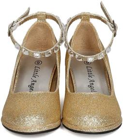 img 1 attached to Sparkling Little Angel Glitter Leatherette Rhinestone Girls' Shoes: Dazzle with Style!