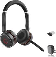 🎧 jabra evolve 75 uc bundle bluetooth headset with active environmental canceling - wall charger, usb dongle - voice and video apps compatible: zoom, webex, meet, softphones, smartphones, mac logo