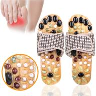 👣 natural stone acupressure massage slippers: therapeutic reflexology sandals for foot acupoint massage, arch pain relief - men 6.5-7 / women 7.5-8.5 logo