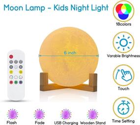 img 1 attached to 🌙 FIRPOW 6-inch Moon Lamp: Wall Mounted Galaxy Night Light with 18 Colors, Remote & Touch Control - 2021 New Version, USB Charging - Perfect Gift for Baby and Birthday