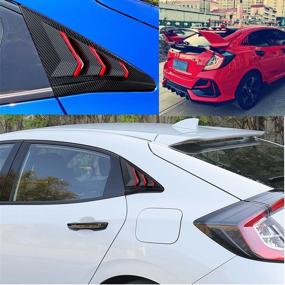 img 3 attached to Carbon Fiber Red Racing Rear Side Window Louvers Air Vent Scoop Shades Cover Blinds Exterior Decals Compatible For Honda 10Th Gen Civic Hatchback Type R 2016 2017 2018 2019 2020 2021(Not For Sedan)