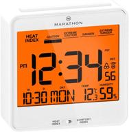 marathon digital atomic alarm clock: ideal bedside, desk, and hotel companion with heat, comfort index and backlight logo