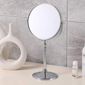 img 3 attached to 💄 Enhance Your Vanity Experience with the Makeup Mirror, Magnifying Mirror 1/20X: Large Tabletop Two-Sided Swivel Vanity Mirror, Chrome Finish Style 1-8 inches