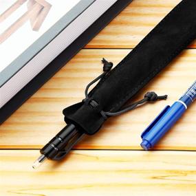img 1 attached to 🖋️ 50 Pieces Velvet Drawstring Pen Bags in Black - Perfect Pen and Pencil Storage Solution