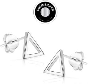 img 1 attached to 💎 Sleek and Stylish: SolidSilver Triangle Stud Earrings in Sterling Silver or Yellow Gold Dipped