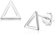 💎 sleek and stylish: solidsilver triangle stud earrings in sterling silver or yellow gold dipped logo