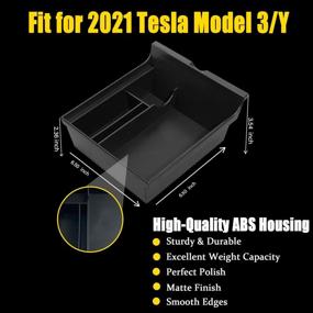 img 3 attached to 2021 Tesla Model 3/Y Органайзер лотка для центральной консоли - Ящик для хранения подлокотника | Внутренние аксессуары для 2021 Tesla Model 3 Model Y | Прочный материал ABS