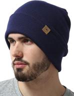 cuffed knit beanie winter hats: warm, soft & stretchy toboggan cap for men and women logo