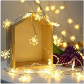 img 3 attached to 🎄 Merdeco Snowflake String Lights – 33ft/10m, 100 LED Warm White Fairy Lights for Christmas, Wedding, Party Indoor and Outdoor Decoration – Plug-in String Lights