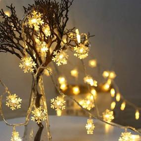 img 4 attached to 🎄 Merdeco Snowflake String Lights – 33ft/10m, 100 LED Warm White Fairy Lights for Christmas, Wedding, Party Indoor and Outdoor Decoration – Plug-in String Lights