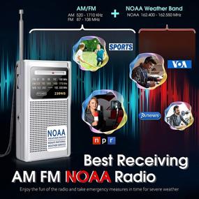img 2 attached to 📻 Greadio NOAA Weather Radio: Reliable AM/FM Battery Operated Transistor Portable Radio for Best Reception, with Stereo Earphone Jack - Ideal for Emergency, Hurricane, Running, Walking & Home (Silver)