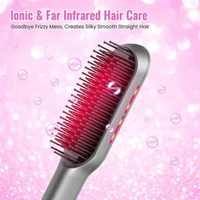 img 1 attached to 💇 Infrared Ionic Hair Straightening Brush by MiroPure | 13 Heat Settings with LED Screen &amp; Anti-Scald Technology | Auto-Off Feature | Fast Heating Comb for Home Salon Use