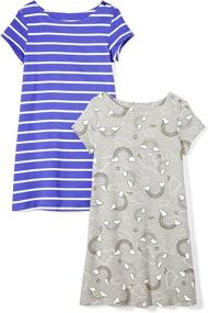 img 3 attached to Amazon Brand - Girls' Short-Sleeve Knit T-Shirt Dresses by Spotted Zebra