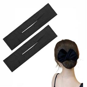 img 4 attached to Effortless Hair Bun Maker - Deft Bun for All Hair Types, Lazy Hair Curler with Magic Clip, Multicolor Cloth Fast DIY French Twist Bun Shaper Accessory for Girls and Women (Black-2pcs)